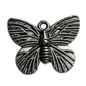 Butterfly Pendant Silver Tone Charm Bracelet Necklace Jewelry Craft Dangle u h